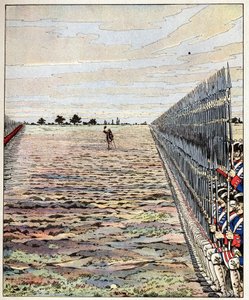 Schiet de eerste, heren Engelse woorden van de graaf van Auteroche uitgesproken tijdens de Slag bij Fontenoy op 11/05/1745 tijdens de Oostenrijkse Successieoorlog. Illustratie van Job (Jacques Marie Gaston Onfray en Breville)
