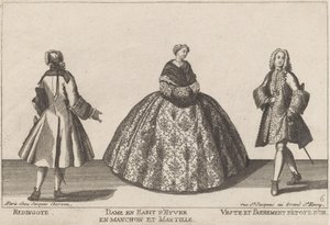 Redingote/Dame in Winterkleding met Manchet/Vest en Goudstof Afwerking