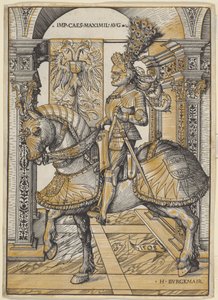 Ruitersportret van keizer Maximiliaan I door the Elder Hans Burgkmair