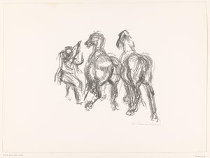 Man en paarden door unknown (signed by artist)