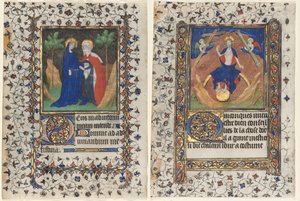 Bladeren uit een Getijdenboek: Het Bezoek en Christus in Oordeel door workshop of Boucicaut Master