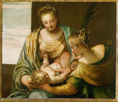 Het mystieke huwelijk van de heilige Catharina van Siena ... (olieverf op doek) door (1528-88) Veronese