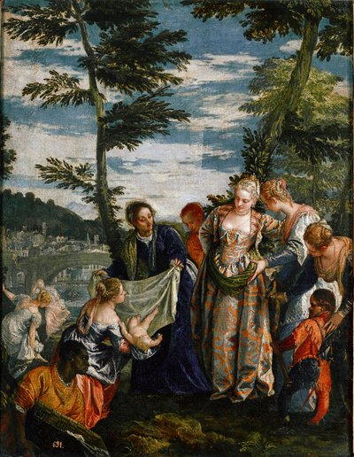 De vondst van Mozes (Schilderij, ca.1580) door Veronese