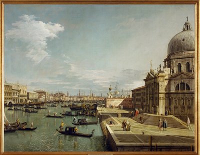 Toegang tot het Canal Grande en de kerk Maria Salute in Venetië (schilderij op canvas) door (1697-1768) Canaletto