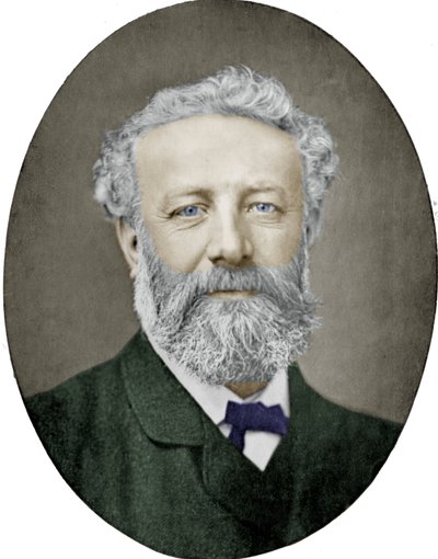 Jules Verne (1828-1905) Franse romanschrijver, foto door Nadar, ingekleurde afbeelding door (1820 1910) Nadar