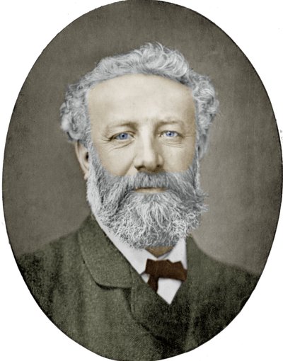 Jules Verne (1828-1905) Franse romanschrijver, foto door Nadar, ingekleurde afbeelding door (1820 1910) Nadar