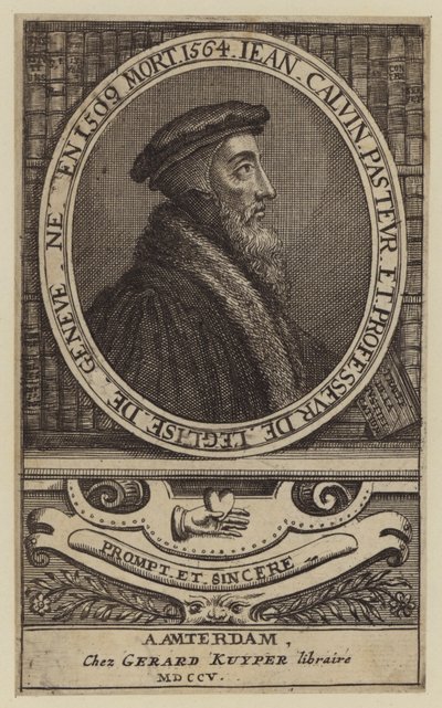 Johannes Calvijn, Franse theoloog en predikant van de Protestantse Reformatie door (after) Dutch School