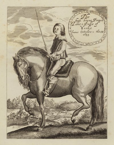 James II en VII, koning van Engeland, Schotland en Ierland, toen hertog van York (ets) door (after) English School
