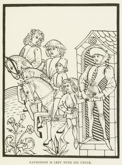 Raymondin blijft bij zijn oom (gravure) door (after) English School