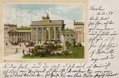 Berlijn, Brandenburger Tor (kleur litho) door (after) German School