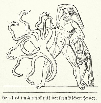 Herakles vecht tegen de Lernaeaanse Hydra door (after) German School
