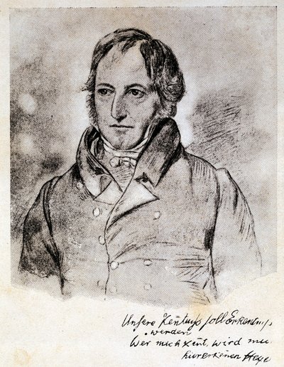 Portret van Georg Wilhelm Friedrich Hegel (1770-1831), Duitse filosoof en idealist. Gravure naar een tekening van G. Hensel. door (after) German School