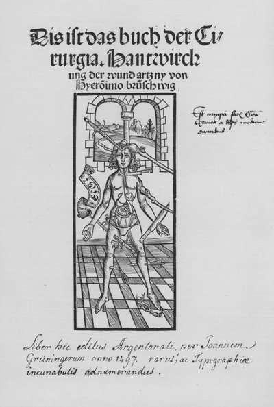 Het Boek van Cirurgia door Hieronymus Brunschwig door (after) German School