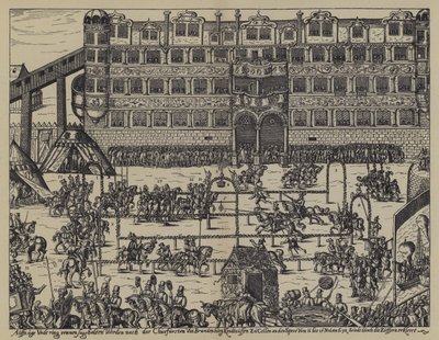 Toernooi ter viering van de doop van Sigismund, zoon van Johan George, keurvorst van Brandenburg, op Kasteel Colln door (after) German School
