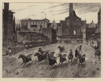 Paardenrennen in Rome tijdens het Carnaval door (after) Italian School