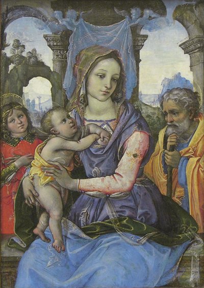 Madonna en Kind met Sint Jozef en een Engel, ca. 1490 door 1476 1524 Capponi