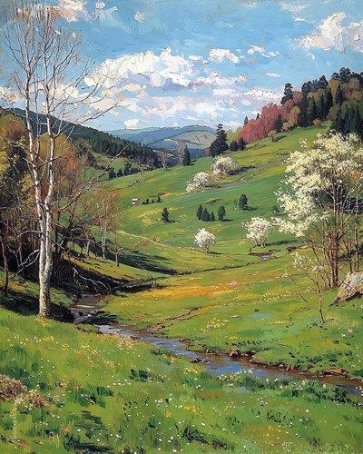 prachtige landschappen, groene plateaus in de lente, Wanddecoratie You