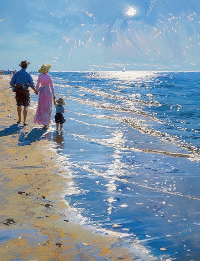 Landschap met afgelegen strand, wanddecoratie voor elke kamer door F. Abderrahim