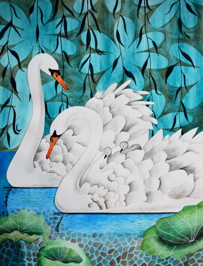 Familie Zwaan door Marys Watercolors