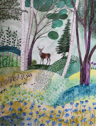Lente in het bos door Marys Watercolors