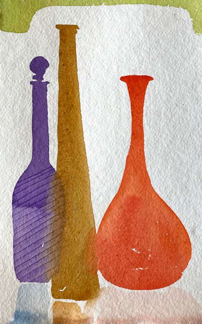 Een blauwe fles 36x24 door Simon Fletcher