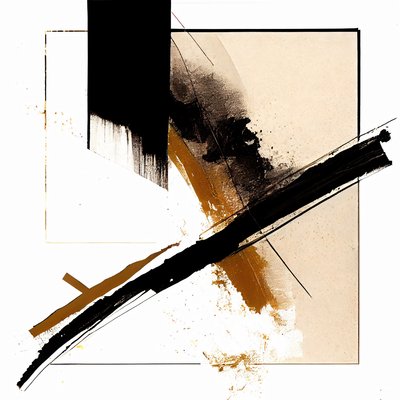 Zwart  Beige Diagonale Streken Muurkunst, canvas print op aanvraag door F. Abderrahim