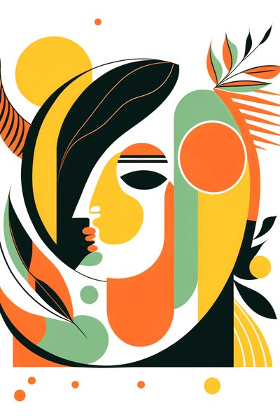Minimalistisch abstract, Boho lijnen  vormen, Picasso stijl, canvas print on demand door F. Abderrahim