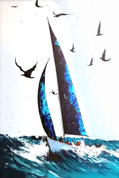 Raven  Stormy Waves Abstract Acryl Expressie, Canvas afdrukken op maat door F. Abderrahim