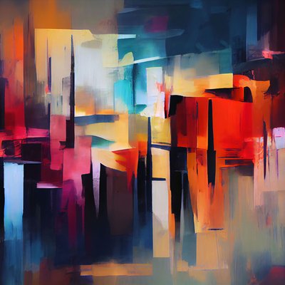 Levendige abstracte compositie, wanddecor | print on demand uk door F. Abderrahim
