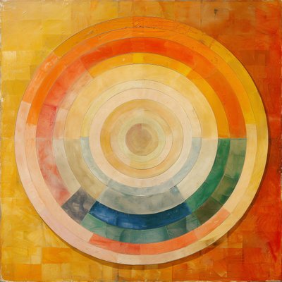 Abstract olieverfschilderij, mystieke kunst, Hilma af Klint stijl, online kunst afdrukken door F. Abderrahim