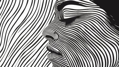 Minimalistische stijl met één enkele lijn, vrouwengezicht, wanddecor | print on demand door F. Abderrahim