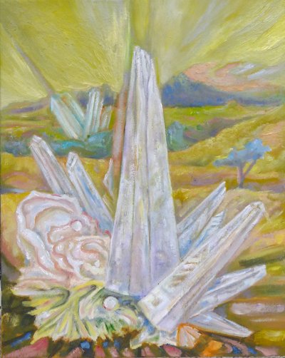 Landschap met kristal door Elzbieta Goszczycka