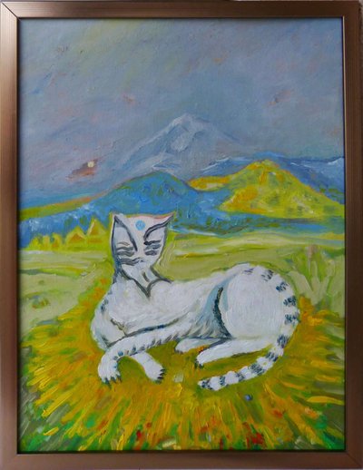 Landschap met witte kat Picasso door 