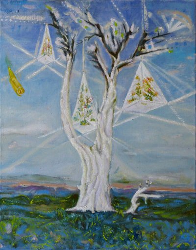 Witte boom door 