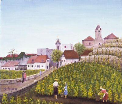 Druivenoogst in Dürnstein door Regine Dapra