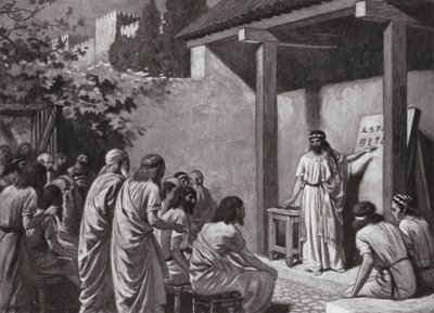 Cadmus geeft de Grieken een alfabet (litho) door A.C. Weatherstone