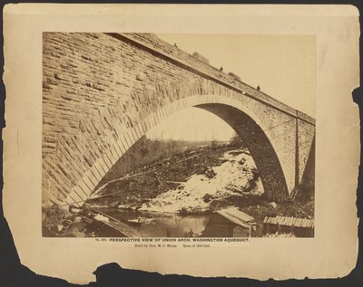 Nr. 302. Perspectief Union Arch, Washington Aqueduct gebouwd door generaal M.C. Meigs, spanwijdte 220 voet. [Maart 1864]. door A.J. Russell