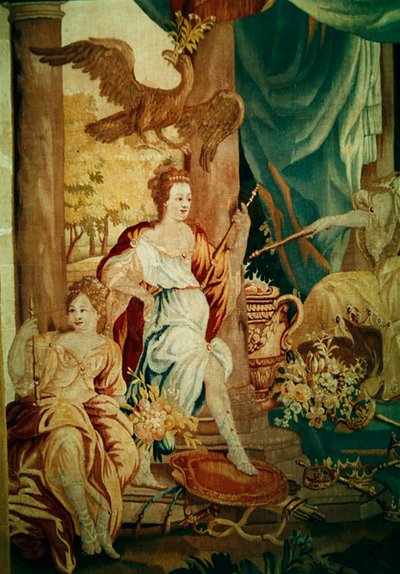 Europa, uit een wandtapijt van de vier hoeken van de wereld, detail van figuren aan de linkerkant door A. Baertams