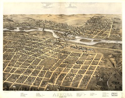 Aurora, Illinois 1867. LOC 73693341 door A.; Chicago Lithographing Co. Ruger