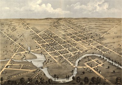 Vogelvlucht van Columbus, Columbia Co., Wisconsin 1868. LOC 73694538 door A.; Chicago Lithographing Co. Ruger