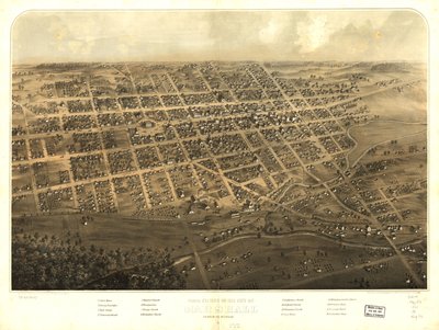 Vogelvluchtperspectief van de stad Marshall, Calhoun Co, Michigan. LOC 73693437 door A.; Chicago Lithographing Co. Ruger