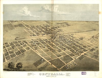 Centralia, Marion Co., Illinois 1867. LOC 73693347 door A.; Chicago Lithographing Co. Ruger