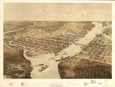 Green Bay en Fort Howard, Brown Co, Wisconsin 1867. LOC 73694541 door A.; Chicago Lithographing Co. Ruger