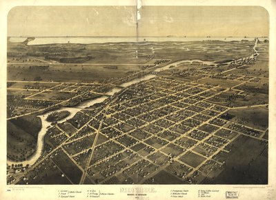 Monroe, Monroe Co, Michigan 1866. LOC 73693438 door A.; Chicago Lithographing Co. Ruger