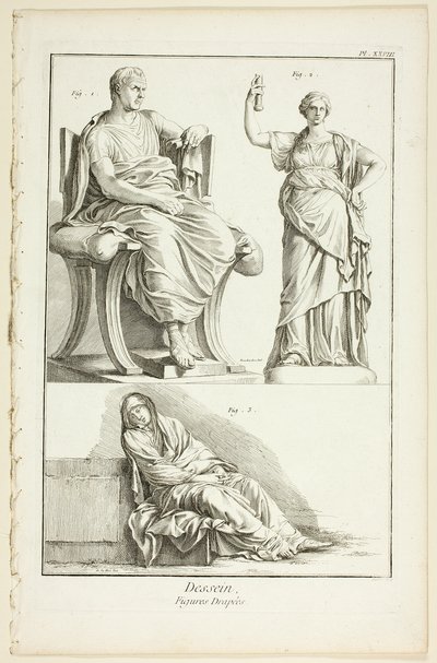 Ontwerp: Gedrapeerde figuren, uit Encyclopédie door A. J. Defehrt