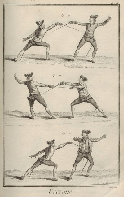 Schermen. Uit Encyclopédie door Denis Diderot en Jean Le Rond d