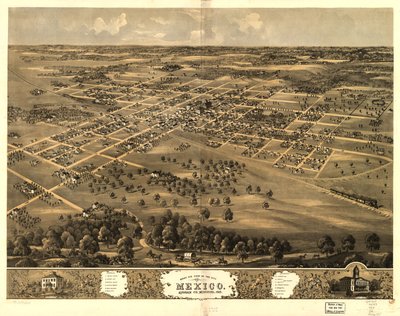 Gezicht in vogelvlucht op de stad Mexico, Audrian Co, Missouri 1869. LOC 73693484 door A. Ruger