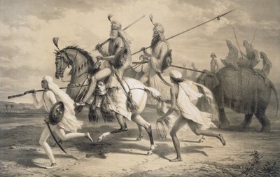 Sikh Hoofdmannen op Jacht, 1858 door A. Soltykoff