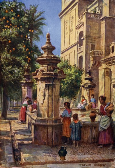 Cordoba, fontein in de Patio de los Naranjos door A. Trevor Haddon