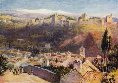 Granada, algemeen uitzicht op het Alhambra door A. Trevor Haddon